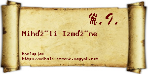 Miháli Izméne névjegykártya